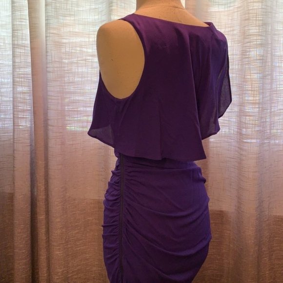 [EUC] BCBGMAXAZRIA 100% Silk Ruched Bodycon Dress - Picture 3 of 7